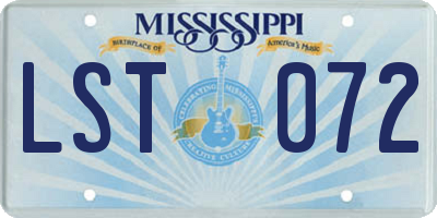 MS license plate LST072