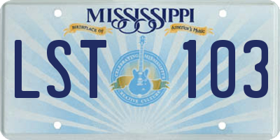 MS license plate LST103