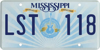 MS license plate LST118