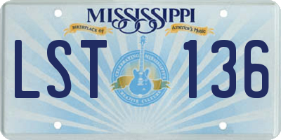 MS license plate LST136