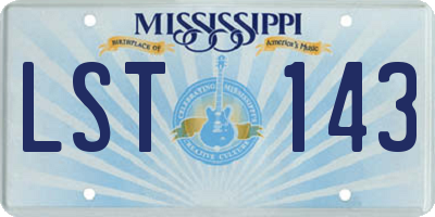 MS license plate LST143
