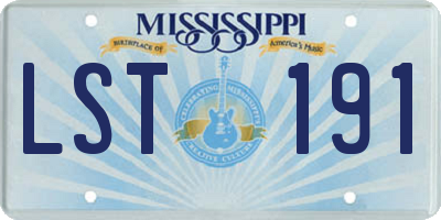 MS license plate LST191