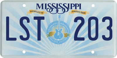 MS license plate LST203