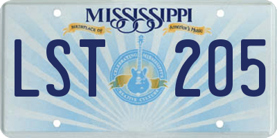 MS license plate LST205