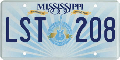 MS license plate LST208