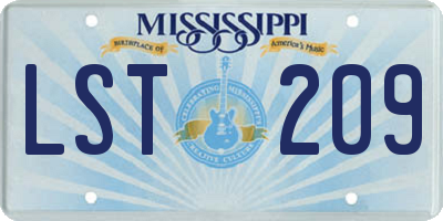 MS license plate LST209