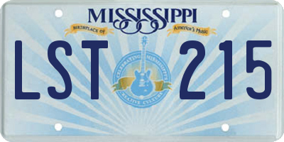 MS license plate LST215
