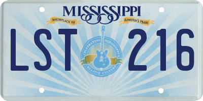MS license plate LST216
