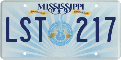 MS license plate LST217