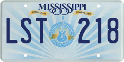 MS license plate LST218