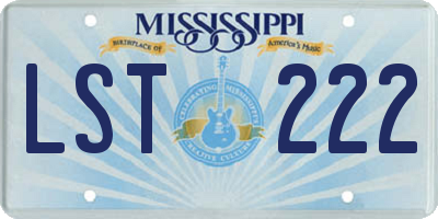 MS license plate LST222