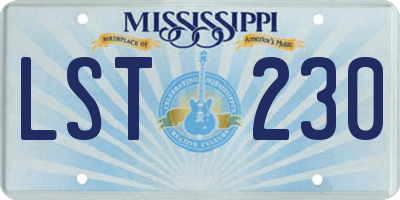 MS license plate LST230