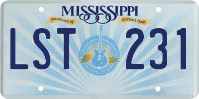 MS license plate LST231