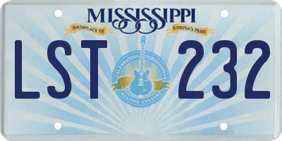 MS license plate LST232