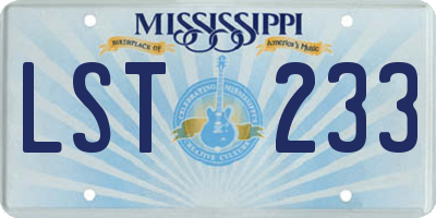 MS license plate LST233