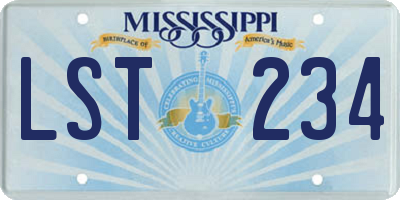 MS license plate LST234