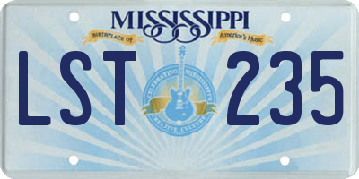 MS license plate LST235