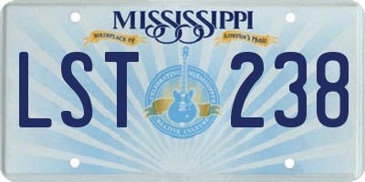 MS license plate LST238