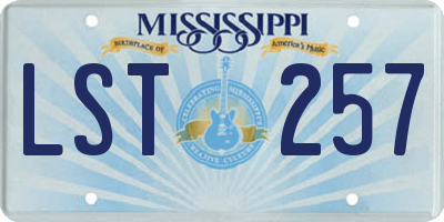 MS license plate LST257