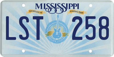 MS license plate LST258