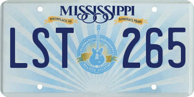 MS license plate LST265