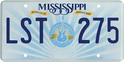 MS license plate LST275
