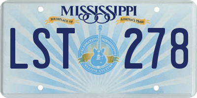 MS license plate LST278