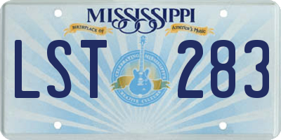 MS license plate LST283