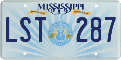 MS license plate LST287