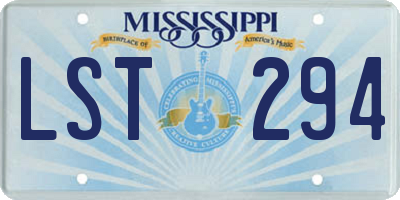MS license plate LST294
