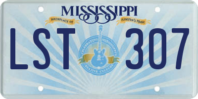 MS license plate LST307