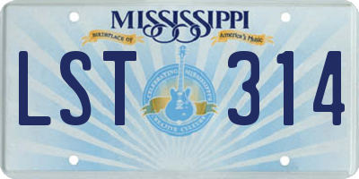 MS license plate LST314
