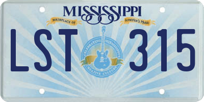 MS license plate LST315