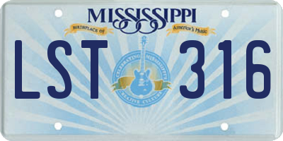 MS license plate LST316