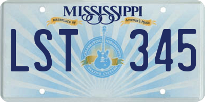 MS license plate LST345