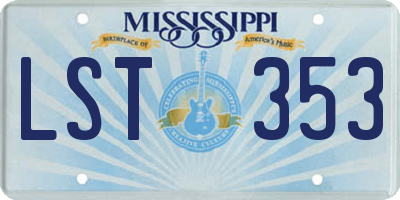 MS license plate LST353
