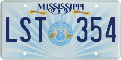 MS license plate LST354