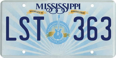 MS license plate LST363