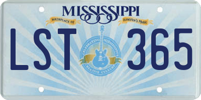 MS license plate LST365