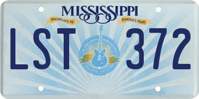 MS license plate LST372