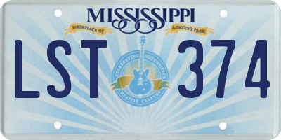MS license plate LST374