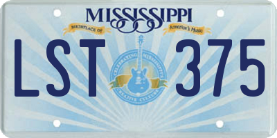 MS license plate LST375