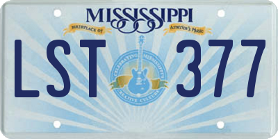 MS license plate LST377