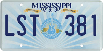 MS license plate LST381