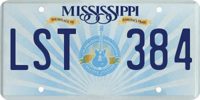 MS license plate LST384
