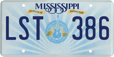 MS license plate LST386