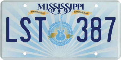 MS license plate LST387