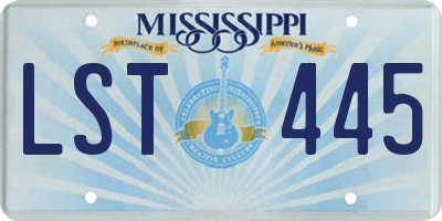 MS license plate LST445