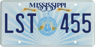 MS license plate LST455
