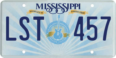 MS license plate LST457